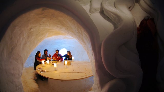 Fondue at the Stockhorn Igloo