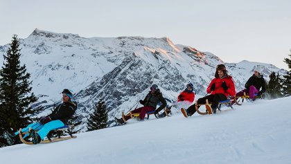 Schlitteln auf der Tschentenalp, Adelboden, Adelboden-Lenk-Kandersteg