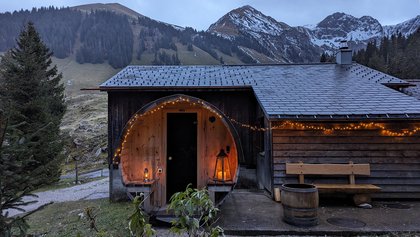 Sauna und Hotpot im Berghaus Schwefelberg, Naturpark Gantrisch