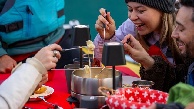 Cheese Fondue Float on Lake Brienz, Interlaken holiday region