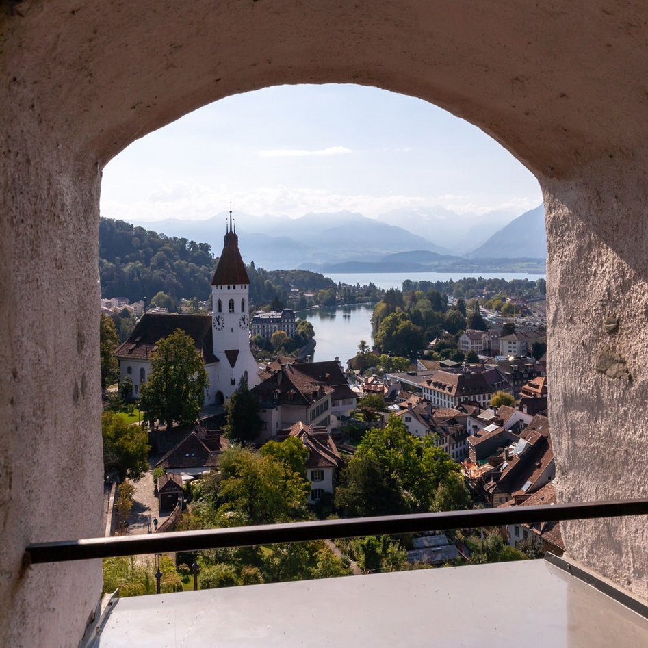Sicht aus dem Turm im Schloss Thun